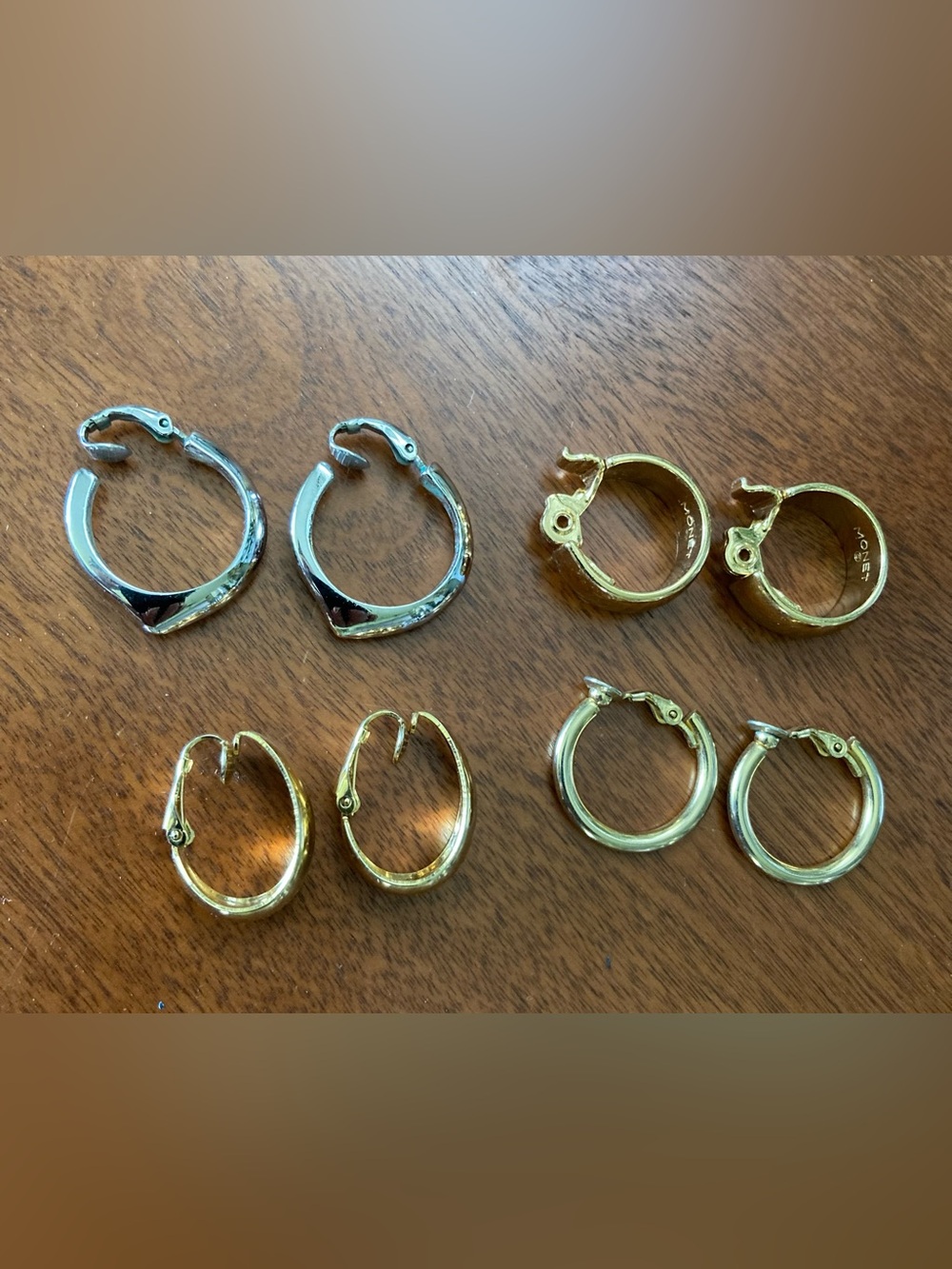 Hoop Earrings Set - Avon and Monet Classic Mixed Metal Hoops Clip On Earrings - Picture 2 of 4